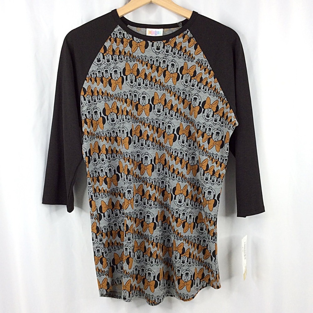 NWT Lularoe Randy Top Women's Size Medium Disney Minnie Mouse Black Gray